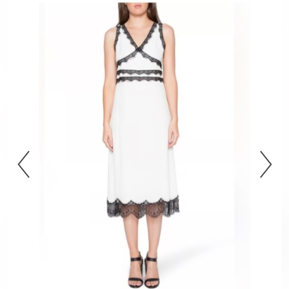 NWT - Willow & Clay Ivory Slip Dress with Black Lace Accents - Small
